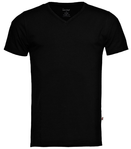 Afbeeldingen van Santino T-shirt  Jazz V-neck Stretch Modern Fit zwart