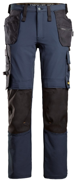 Afbeeldingen van AllroundWork Full Stretch Werkbroek met Holsterzakken Donker Blauw - Zwart (9504)